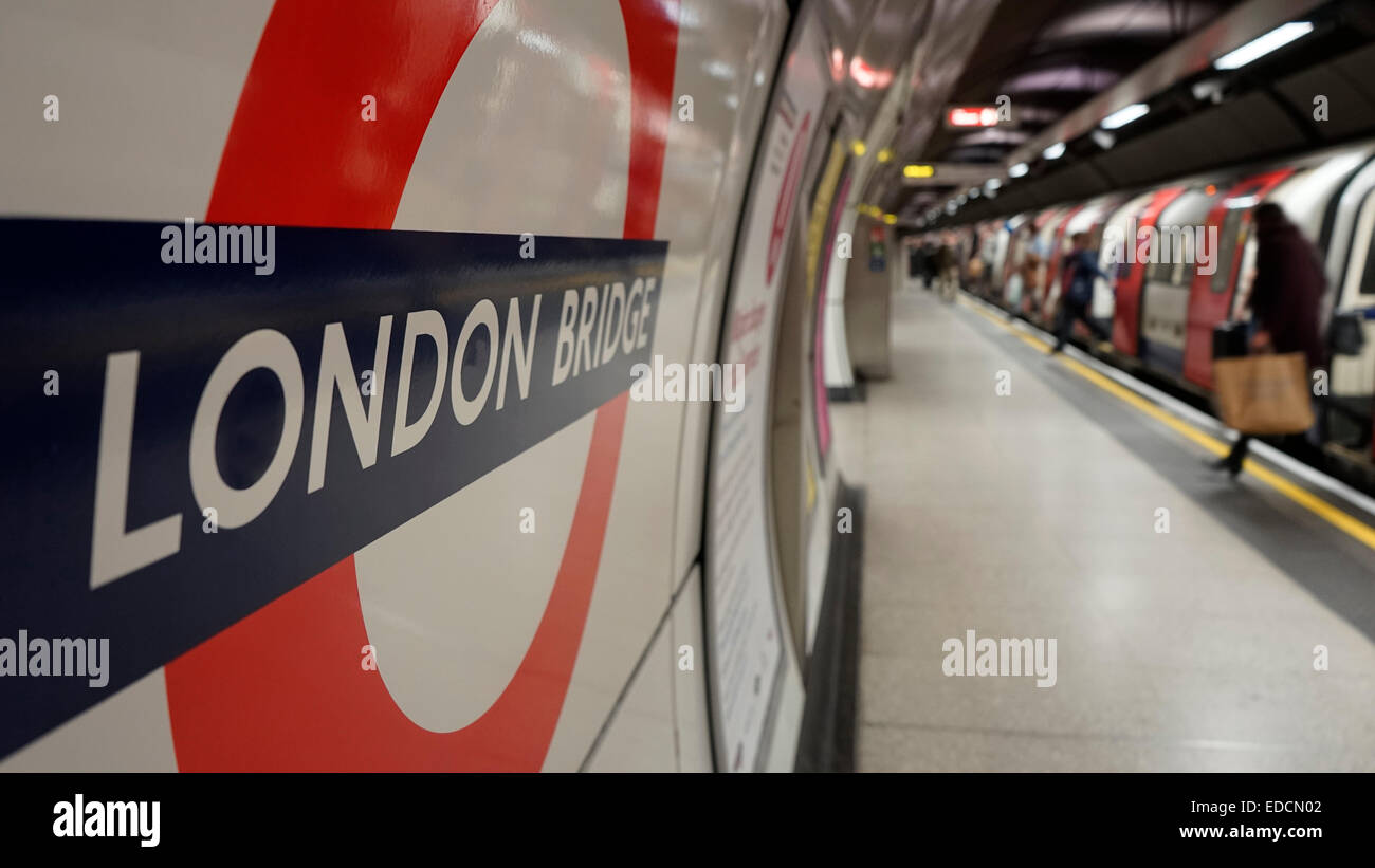 London, UK - December 07, 2014:  Inside view of London Underground, oldest underground railway in the world, covering 402 km of Stock Photo