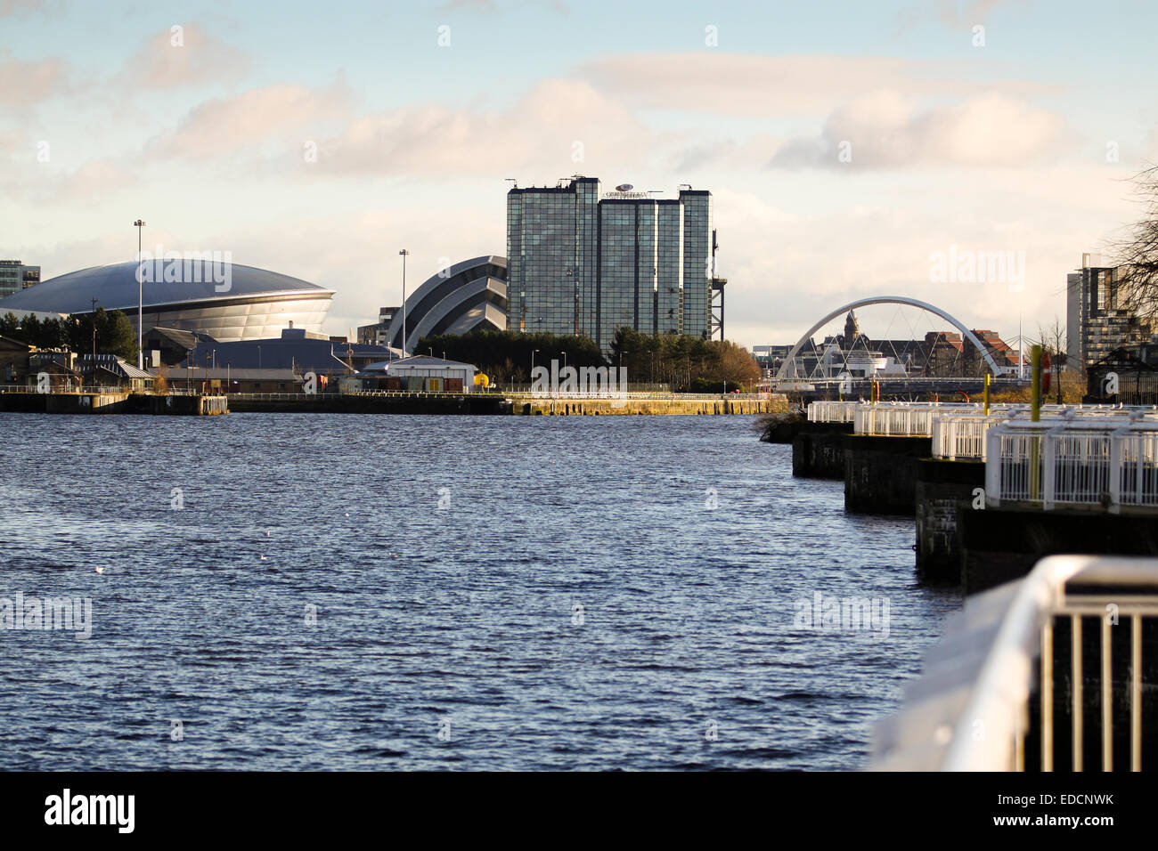 River Clyde Glasgow looking East from Govan walkway Stock Photo