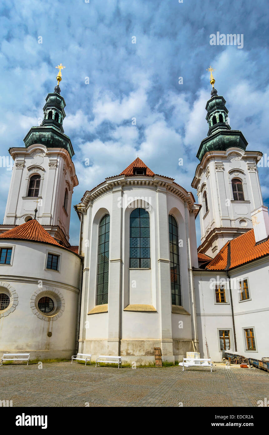Strahov Monastery is a Premonstratensian abbey founded in 1143 by Bishop Jindich Zdak, Bishop John of Prague, and Duke Vladisla Stock Photo