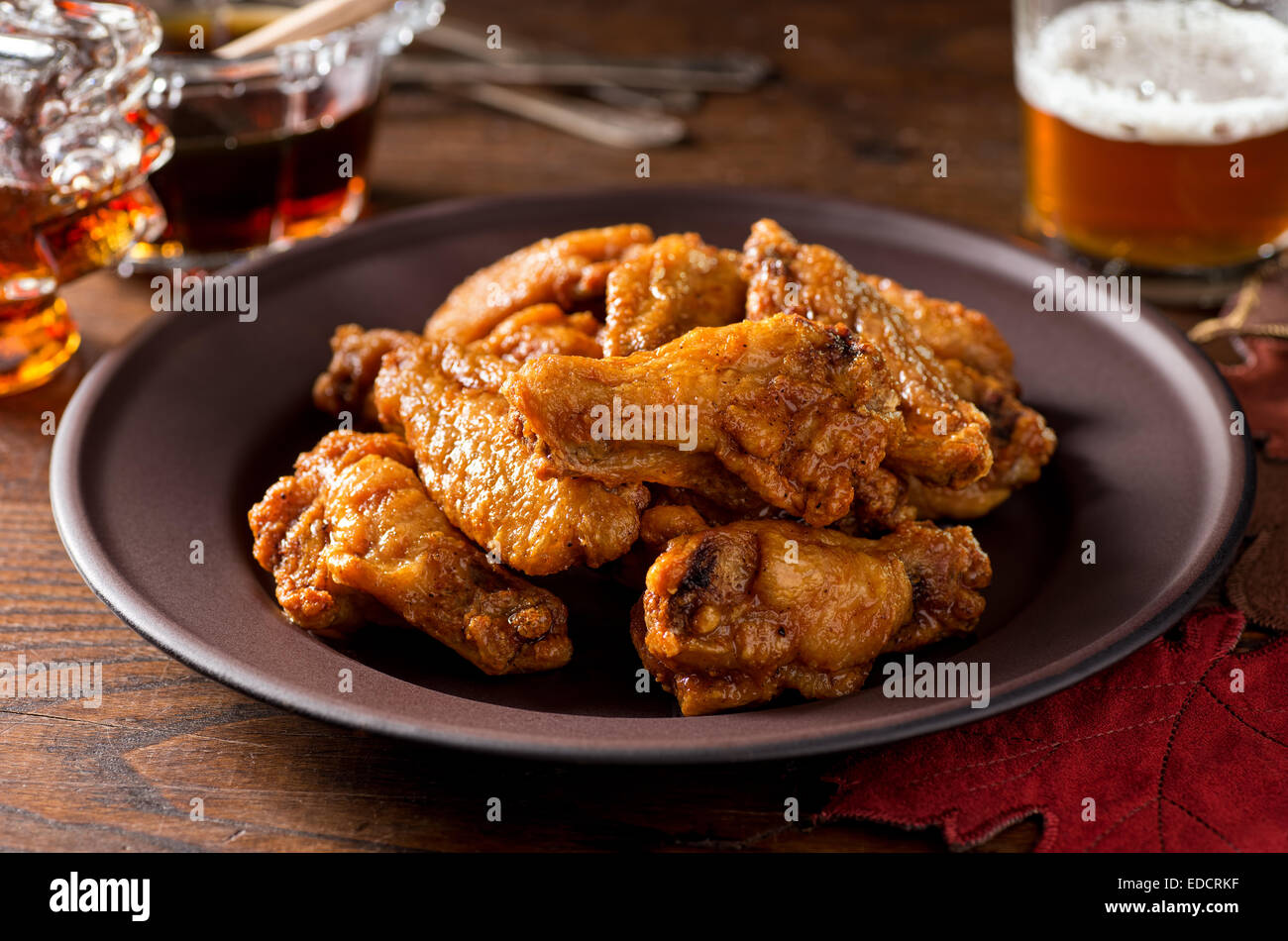 A plate of delicious chicken wings. Stock Photo