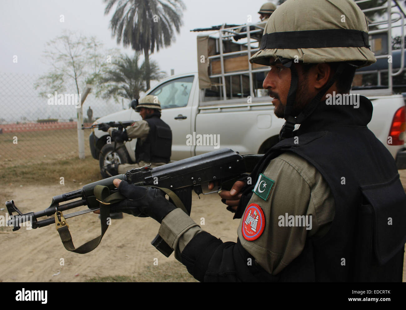 Pakistani Security Force patrol along the PakistanIndia border area of