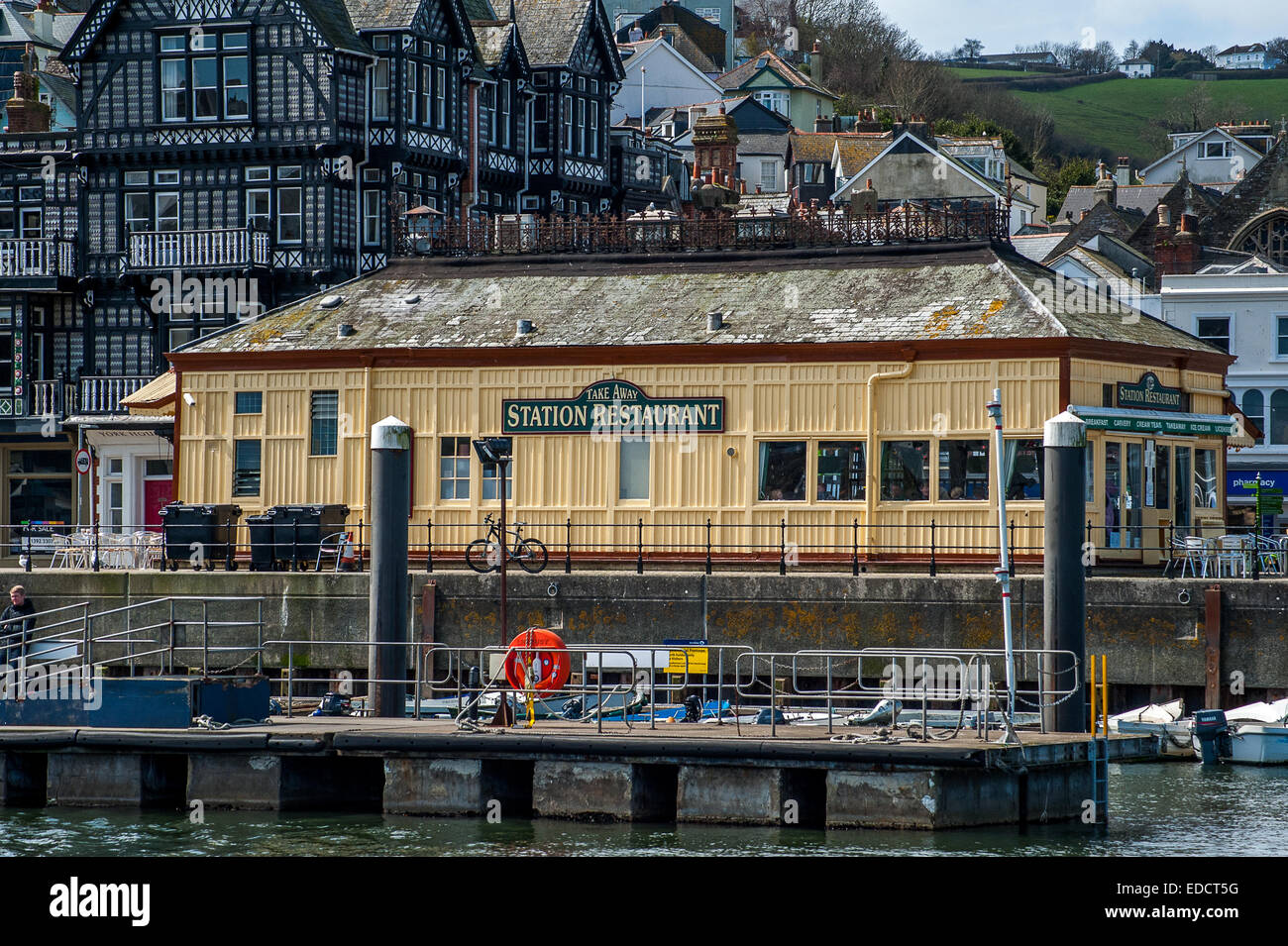 Station restaurant View from River Dart boat cruise Stock Photo