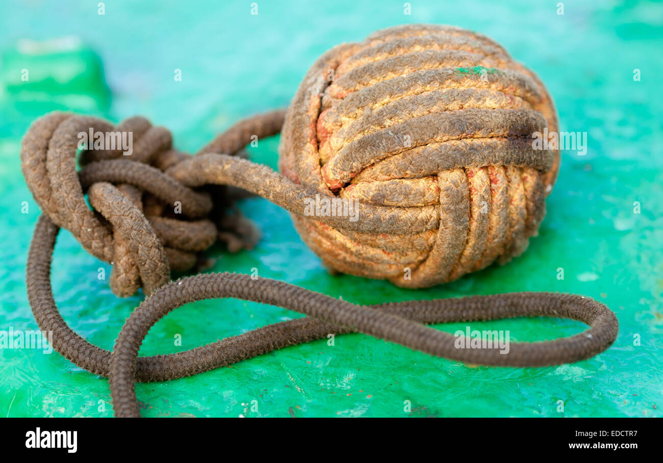 Wicker ball (Monkey fist) for throwing a thin rope Stock Photo - Alamy