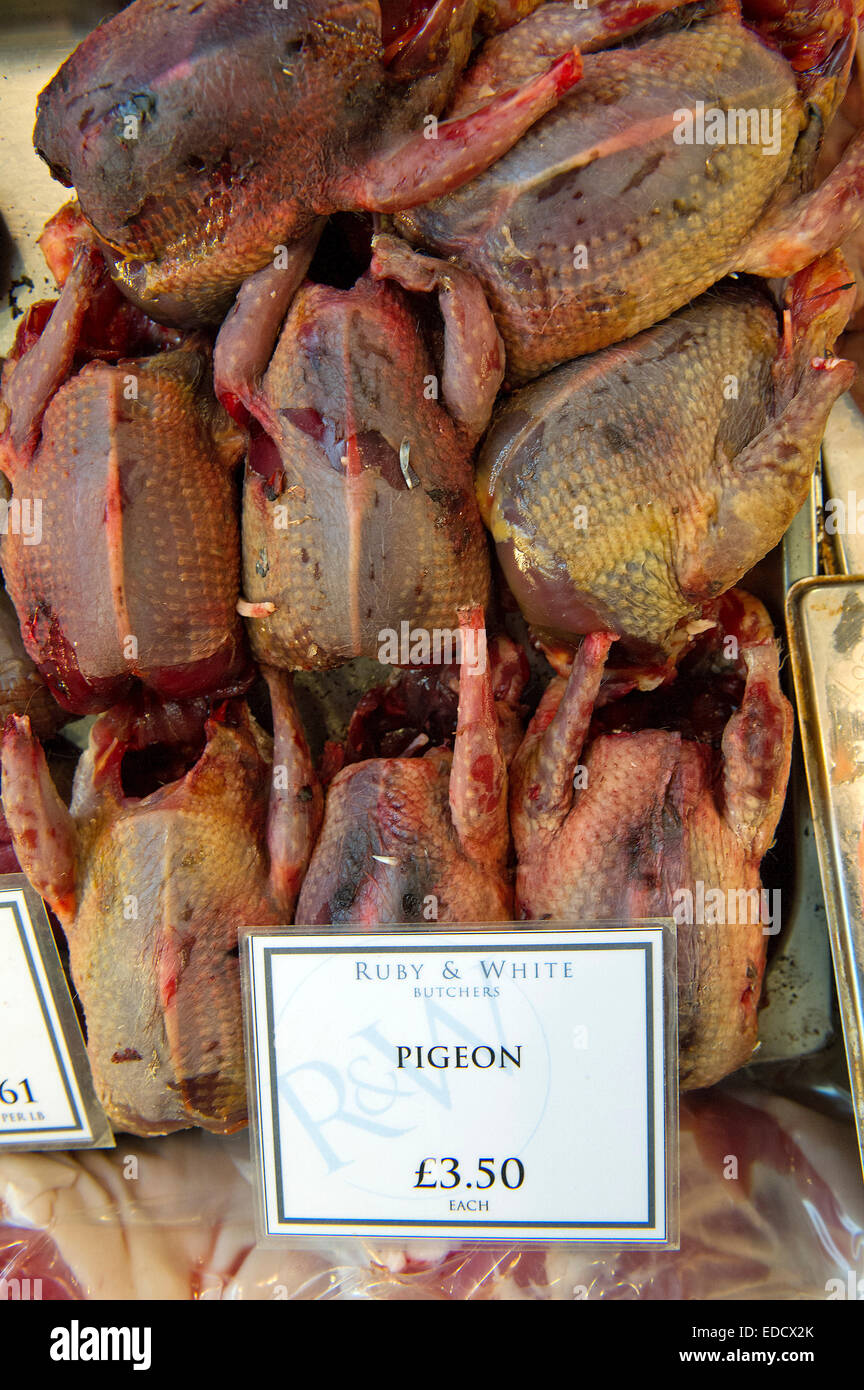 Game displayed in butchers shops in Bristol. Stock Photo
