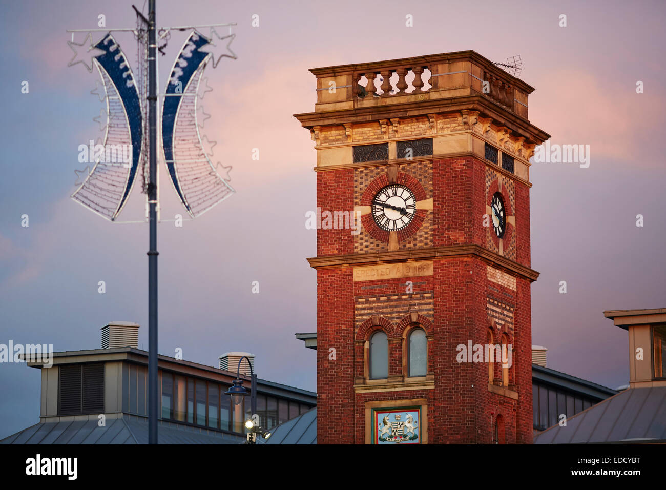 Ashton under lyne Tameside, Market hall clock tower Stock Photo Alamy