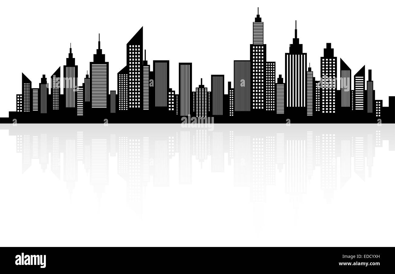 Modern City Skyscrapers Skyline Silhouette Stock Photo - Alamy