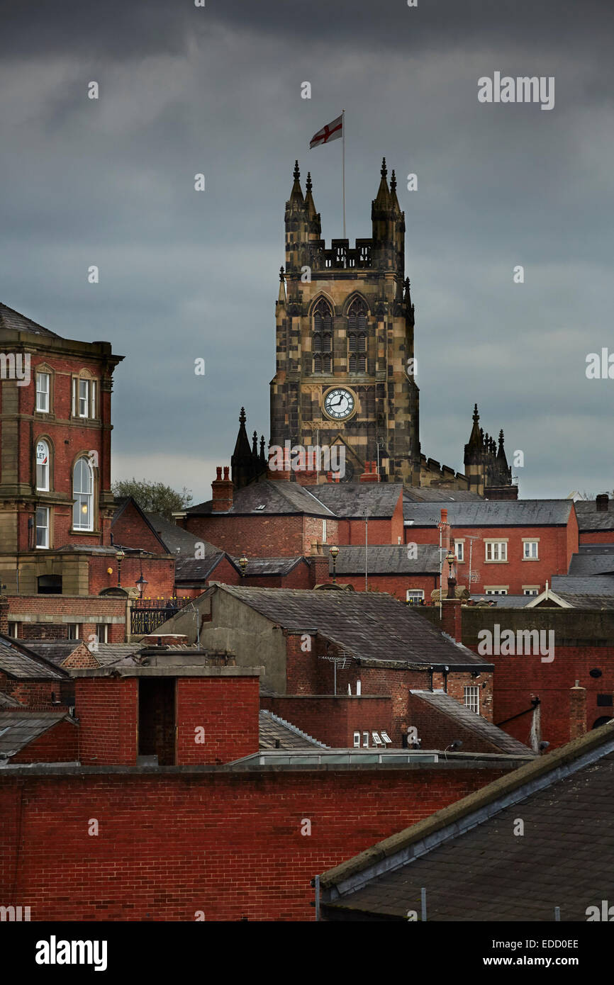 Stockport town centre Clock towers Stock Photo Alamy