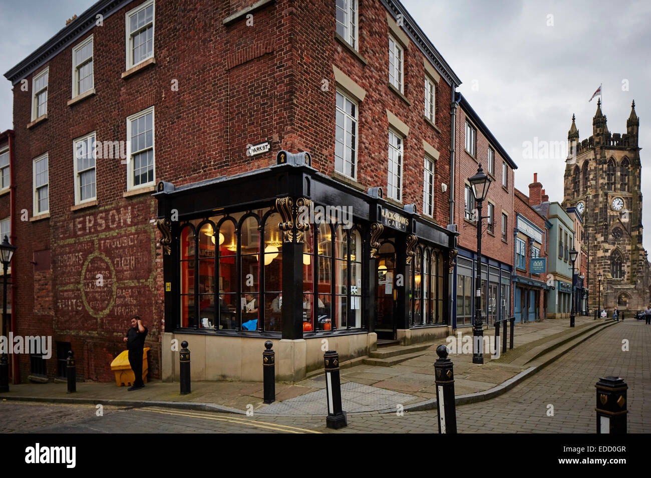 Stockport town centre, building at the town's historic market place Stock Photo