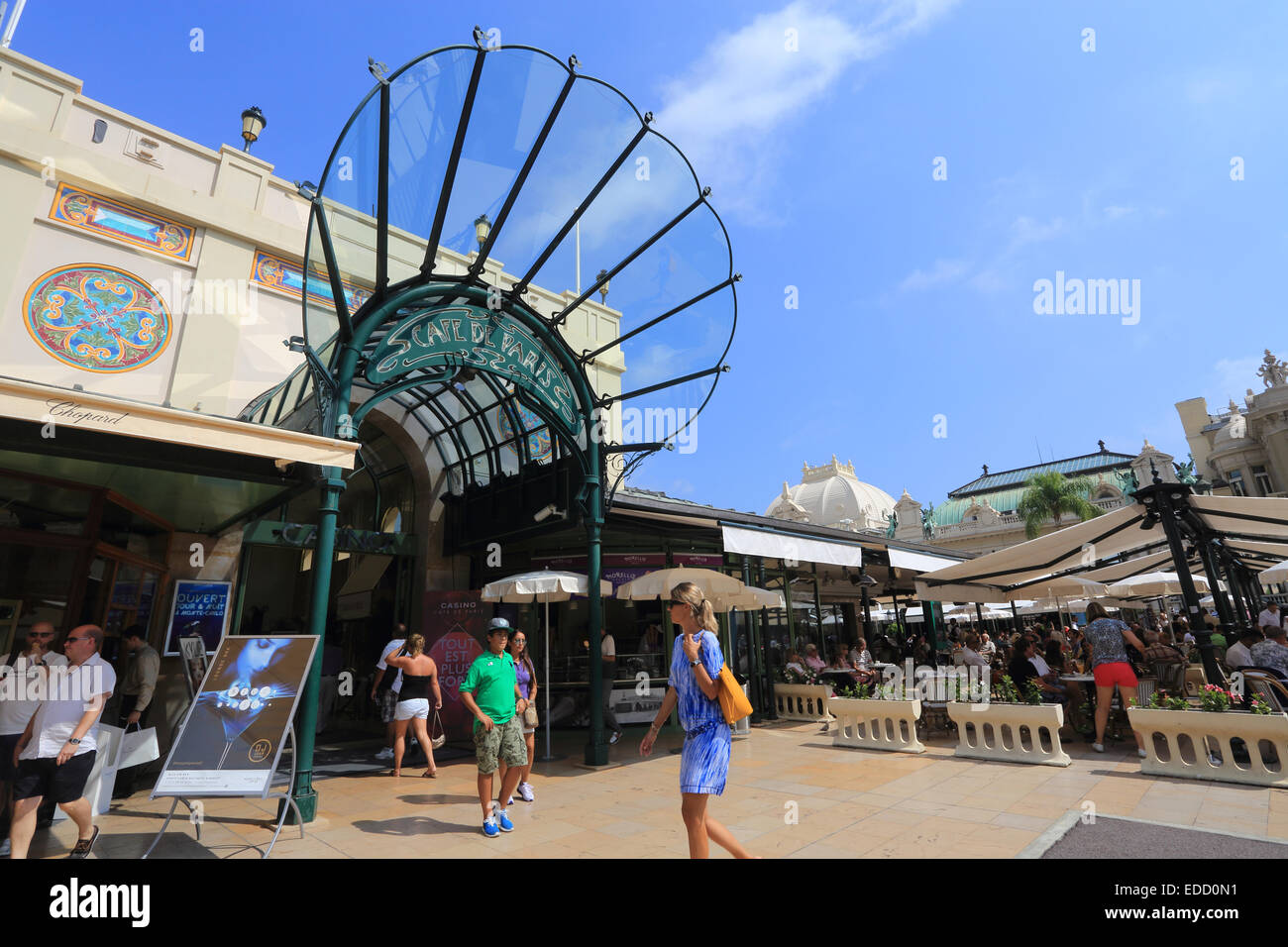 The popular, famous Cafe de Paris, on the Place du Casino, in the Principality of Monaco, in Euope. Stock Photo