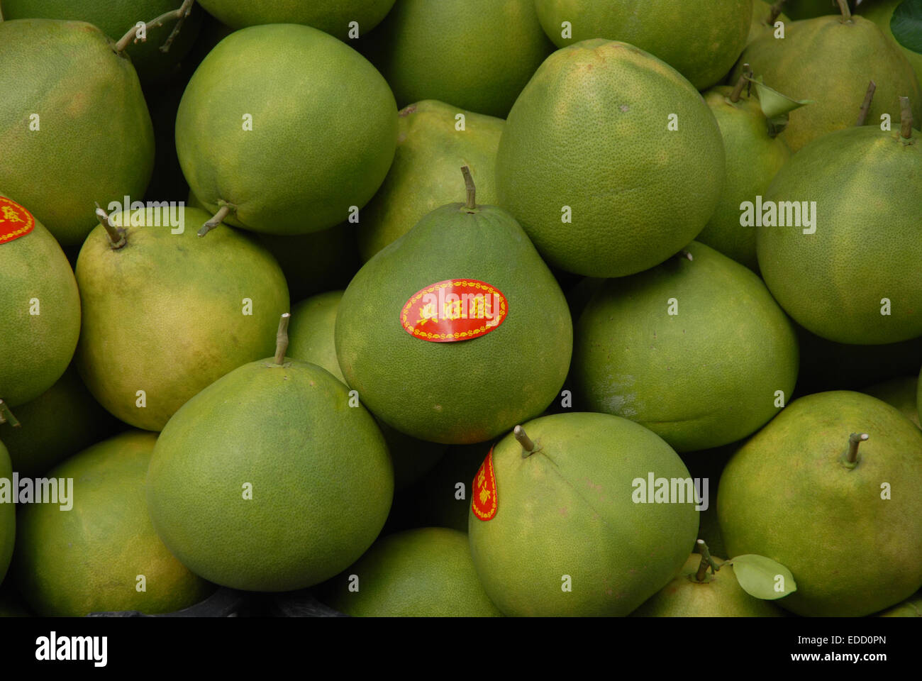 Pomelos, Citrus maxima, on a market stall in Chinatown, Singapore Stock