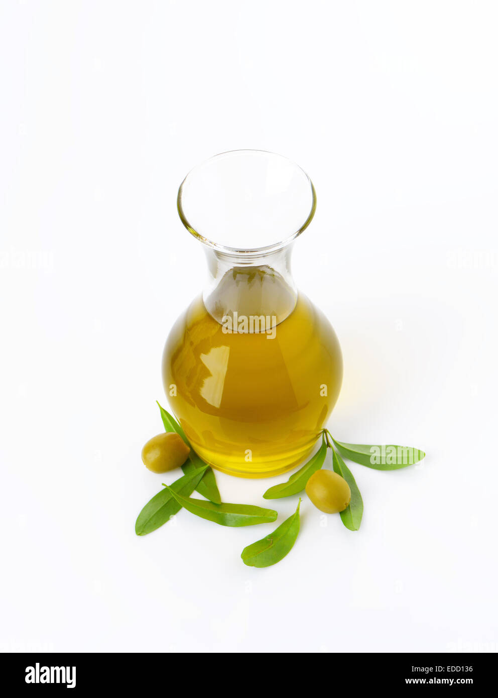 Olive oil in clear glass carafe Stock Photo
