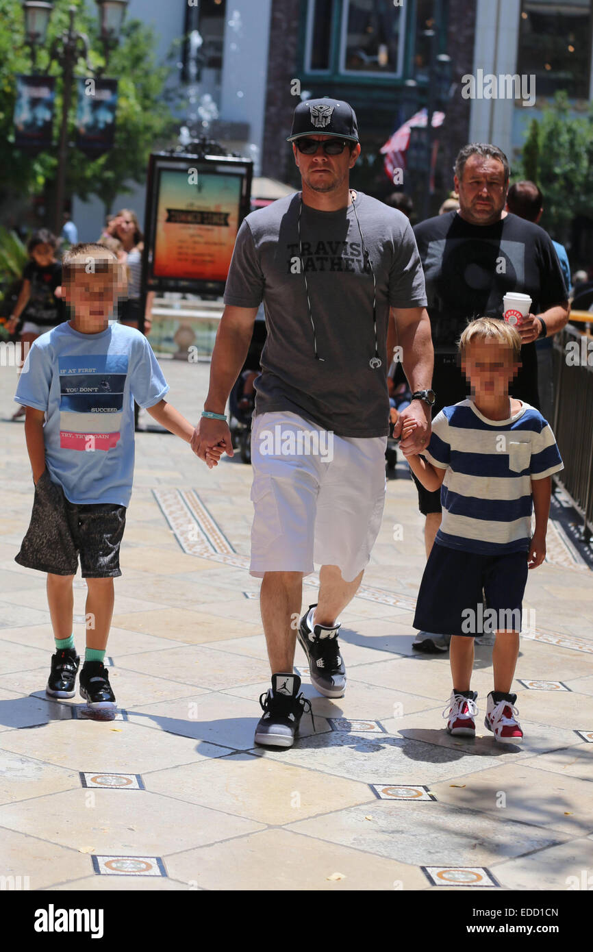 Mark Wahlberg Takes His Sons Michael And Brendan To The Movies At The Grove Featuring Mark