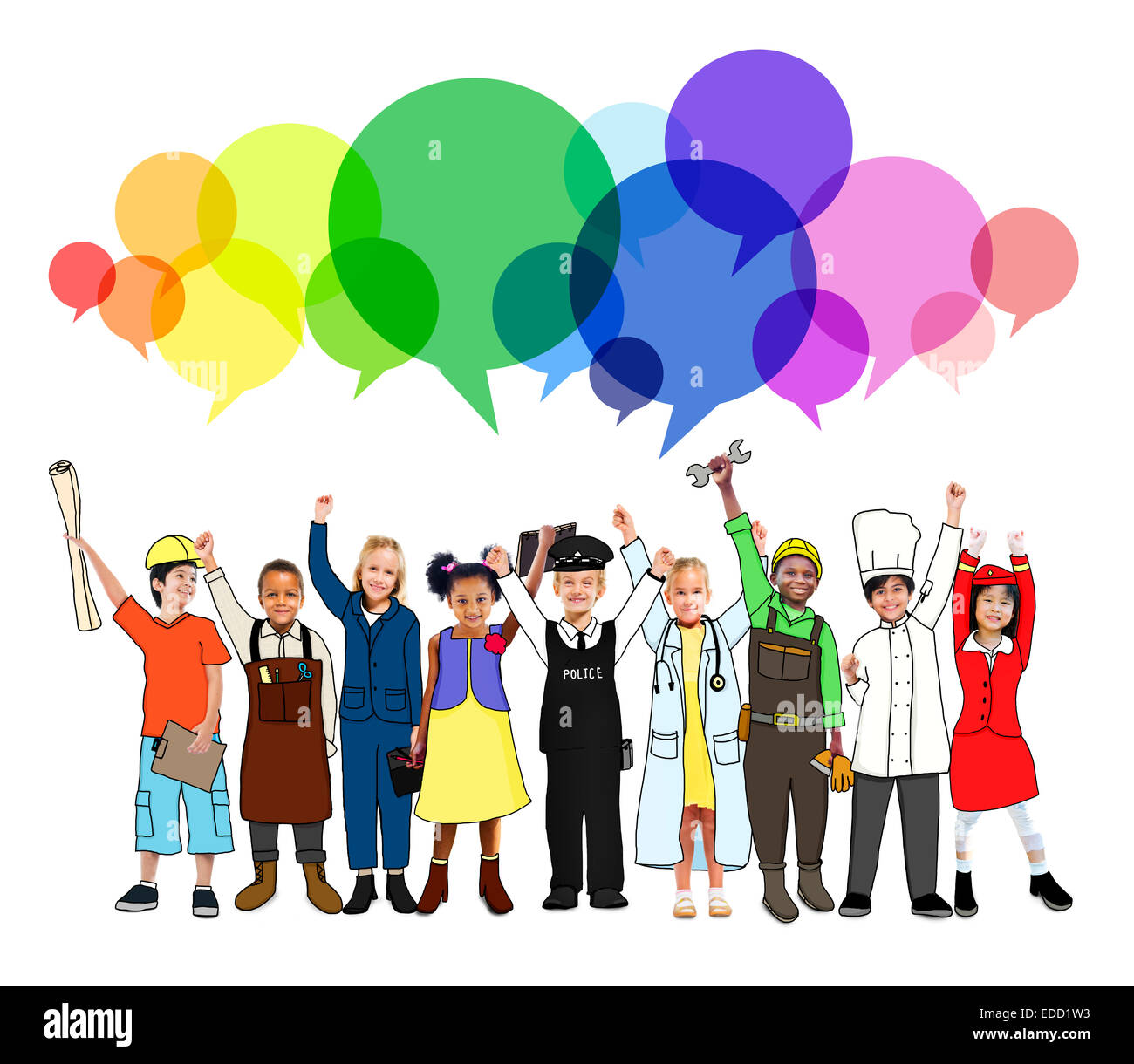 Multiple Occupations Concept Cheerful Kids and Various Occupations Concept Stock Photo - Alamy