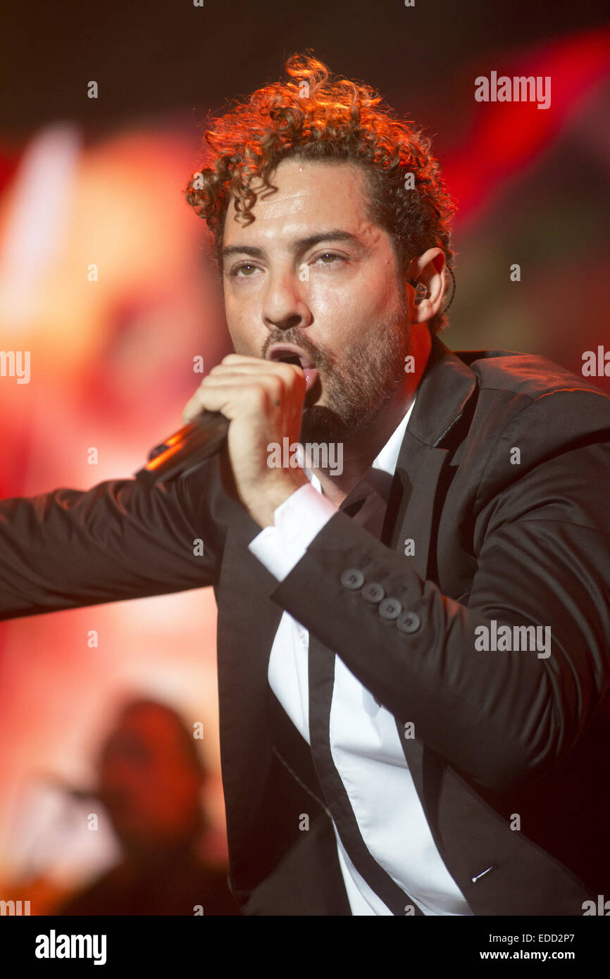 Singer David Bisbal performing live on stage at Palacio de Deportes de