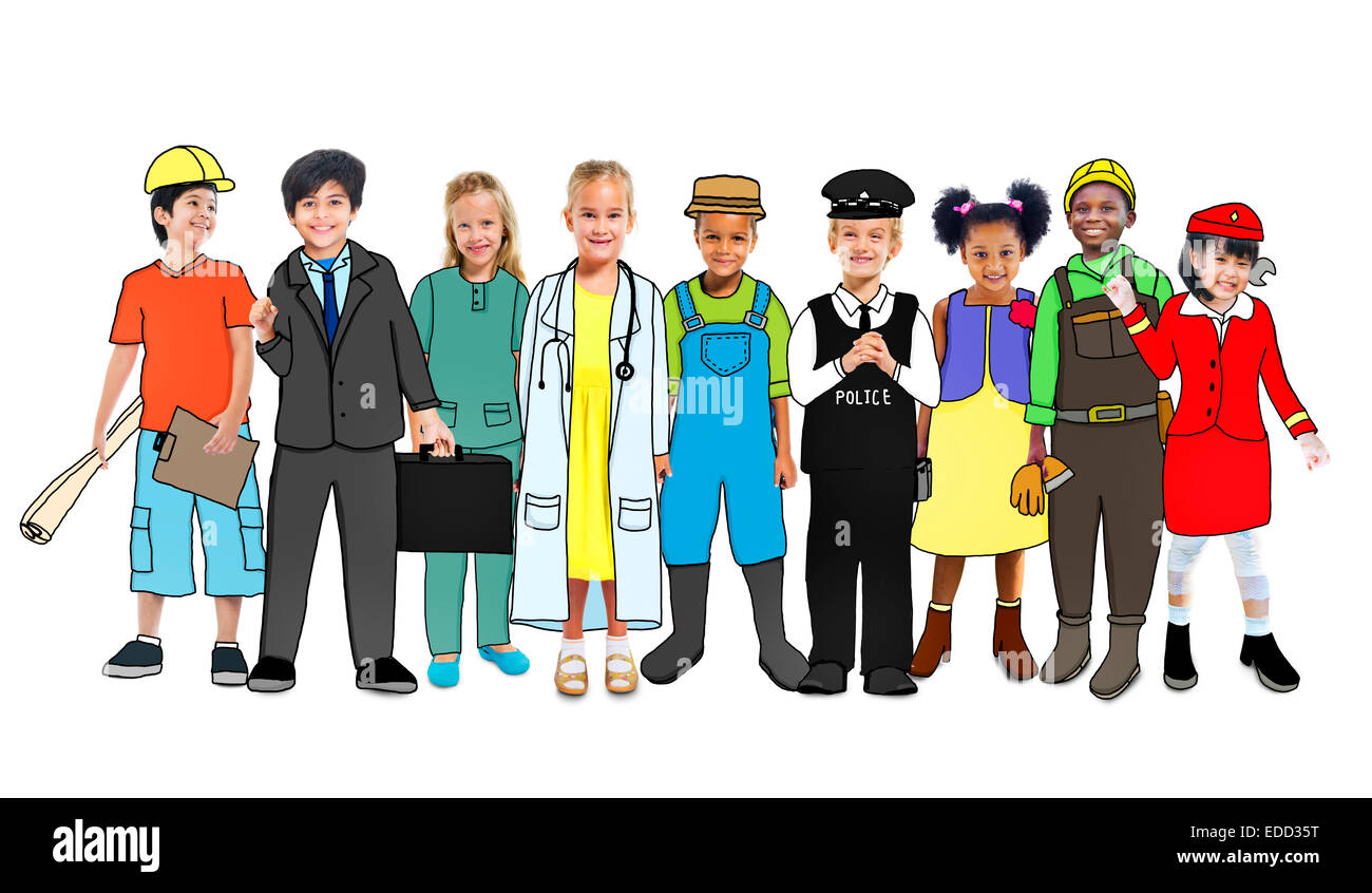 Multiple Occupations Concept Diverse Children with Various Occupations Concept Stock Photo - Alamy