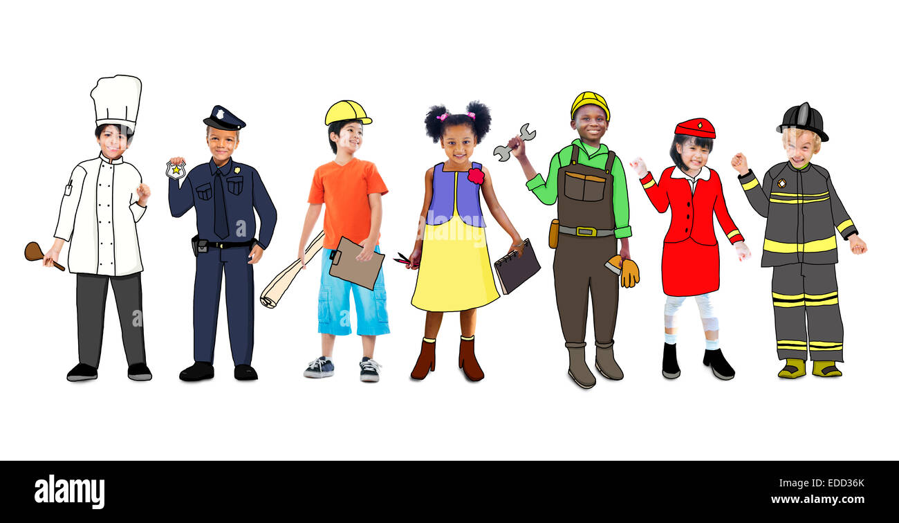 Children Wearing Future Job Uniforms Stock Photo - Alamy