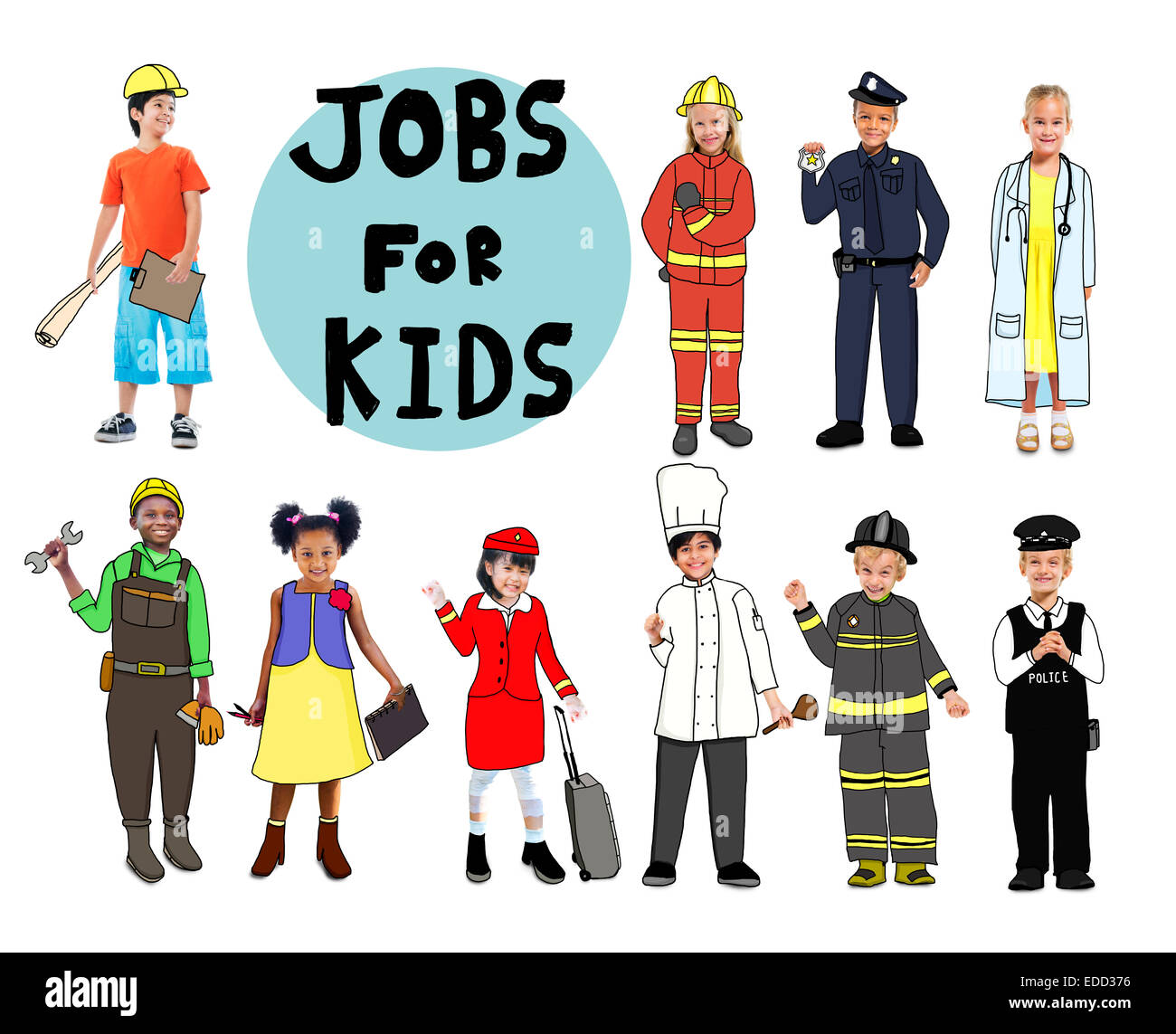 Group of Children with Professional Occupation Concept Stock Photo