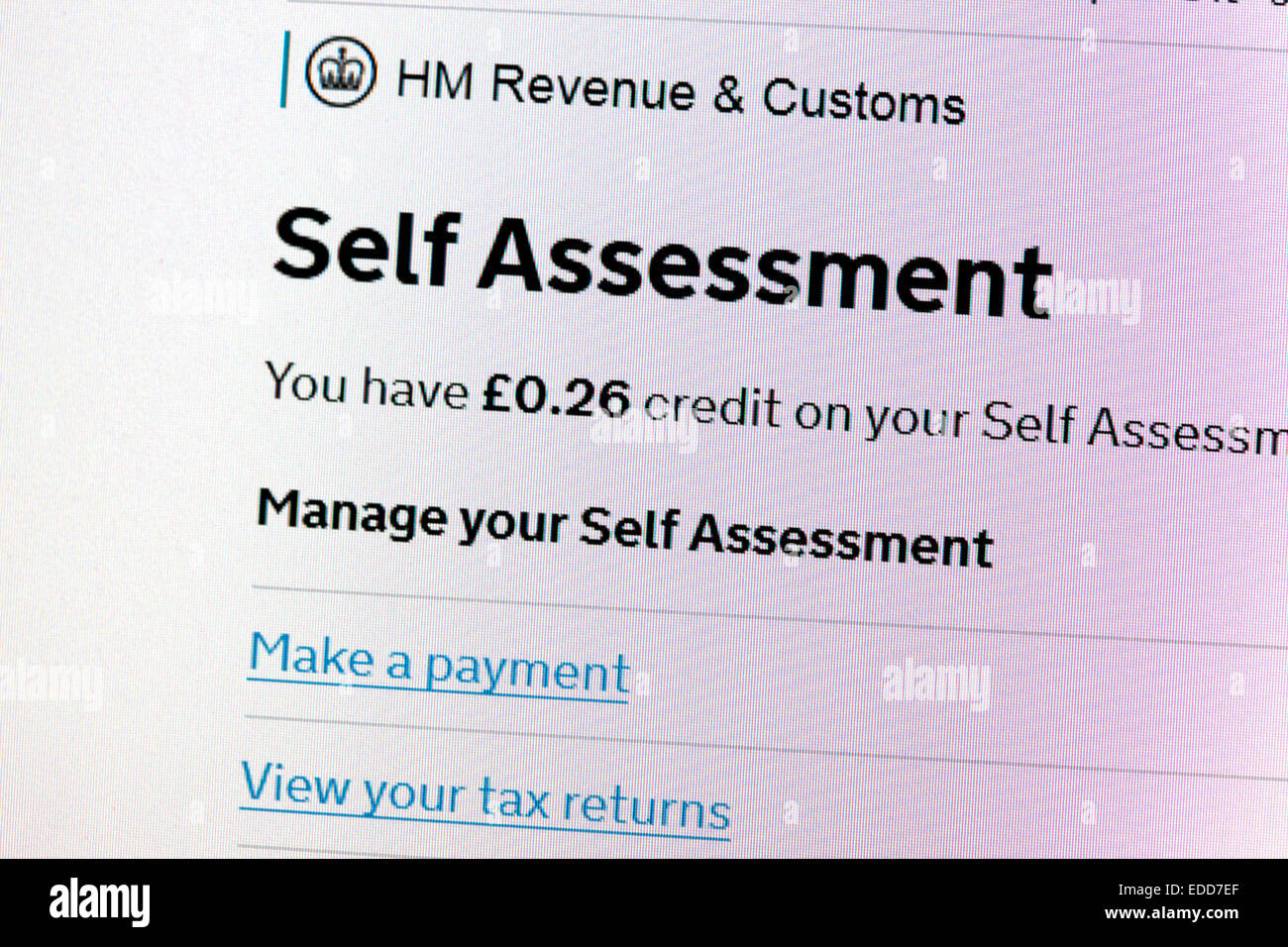 HMRC self assessment online webpage with account in credit Stock Photo