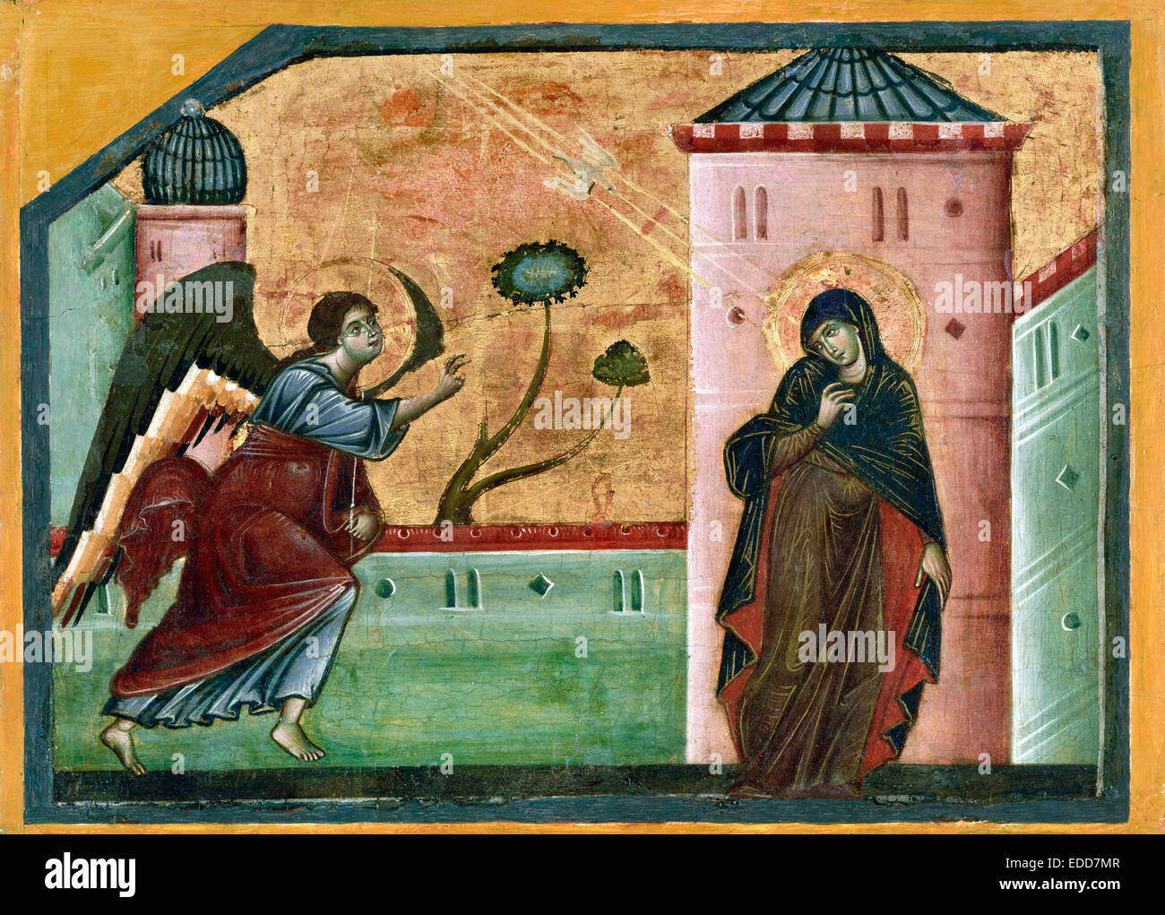 Annunciation tempera on wood panel hires stock photography and images