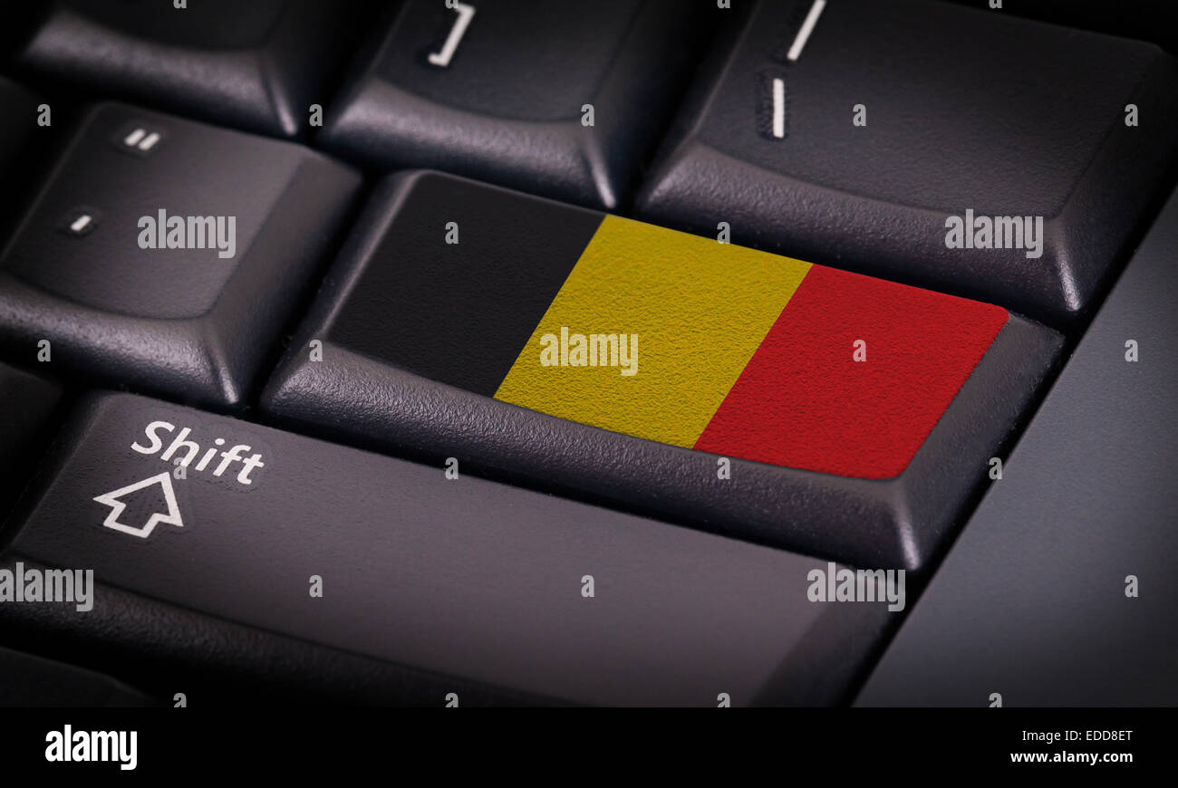 Flag on button keyboard, flag of Belgium Stock Photo