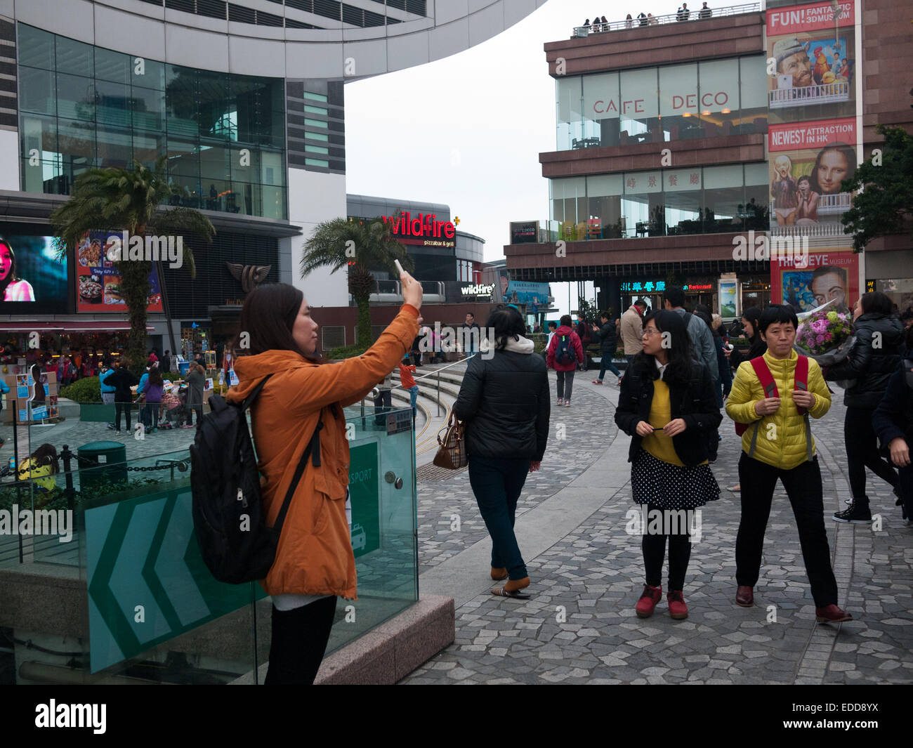 Hong Kong 2015 - Victoria peak woman tourist taking a photo Stock Photo ...