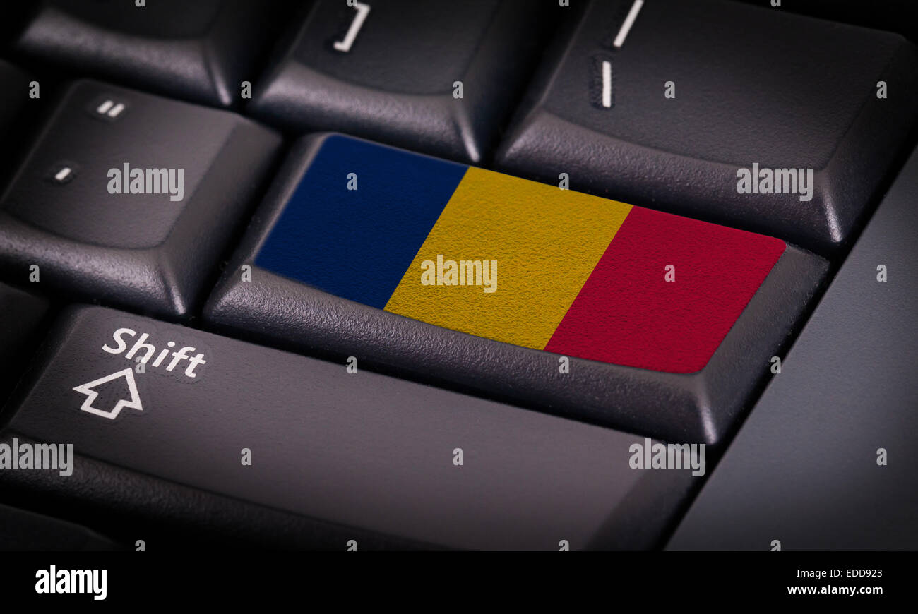 Romania Flag Computer Flag on button keyboard, flag of Romania Stock Photo - Alamy