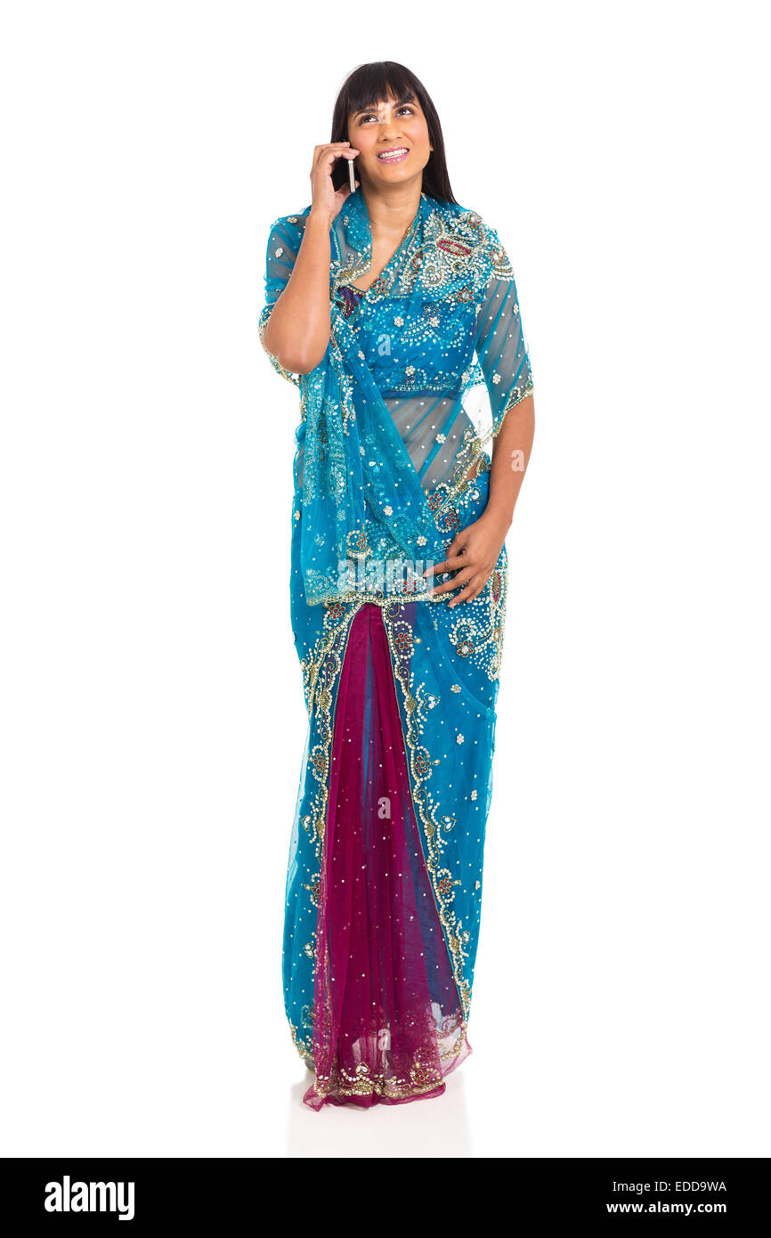 happy Indian woman talking on her mobile phone Stock Photo - Alamy