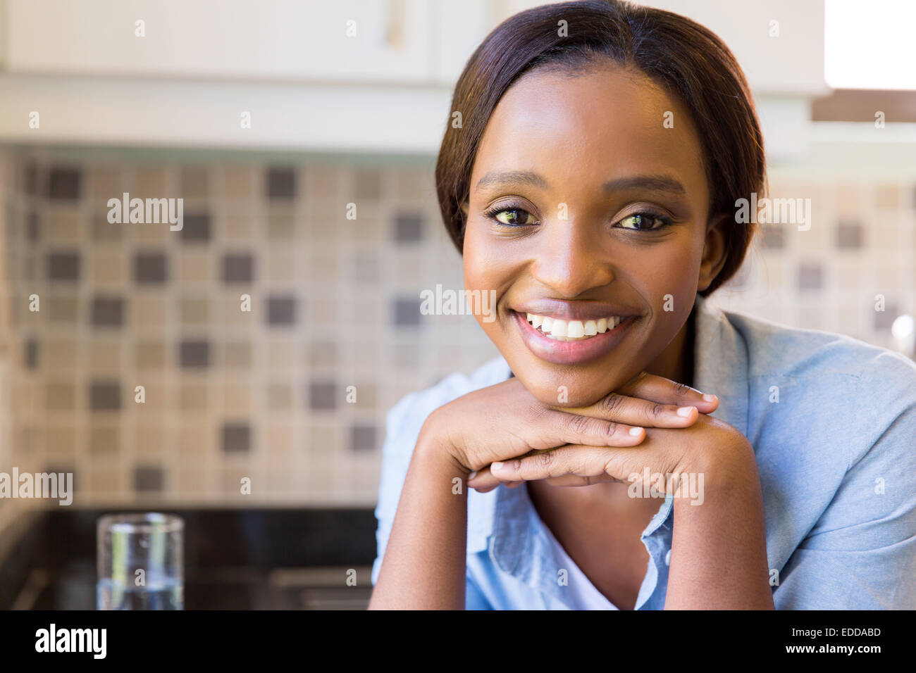 close up portrait of pretty African woman at home Stock Photo - Alamy