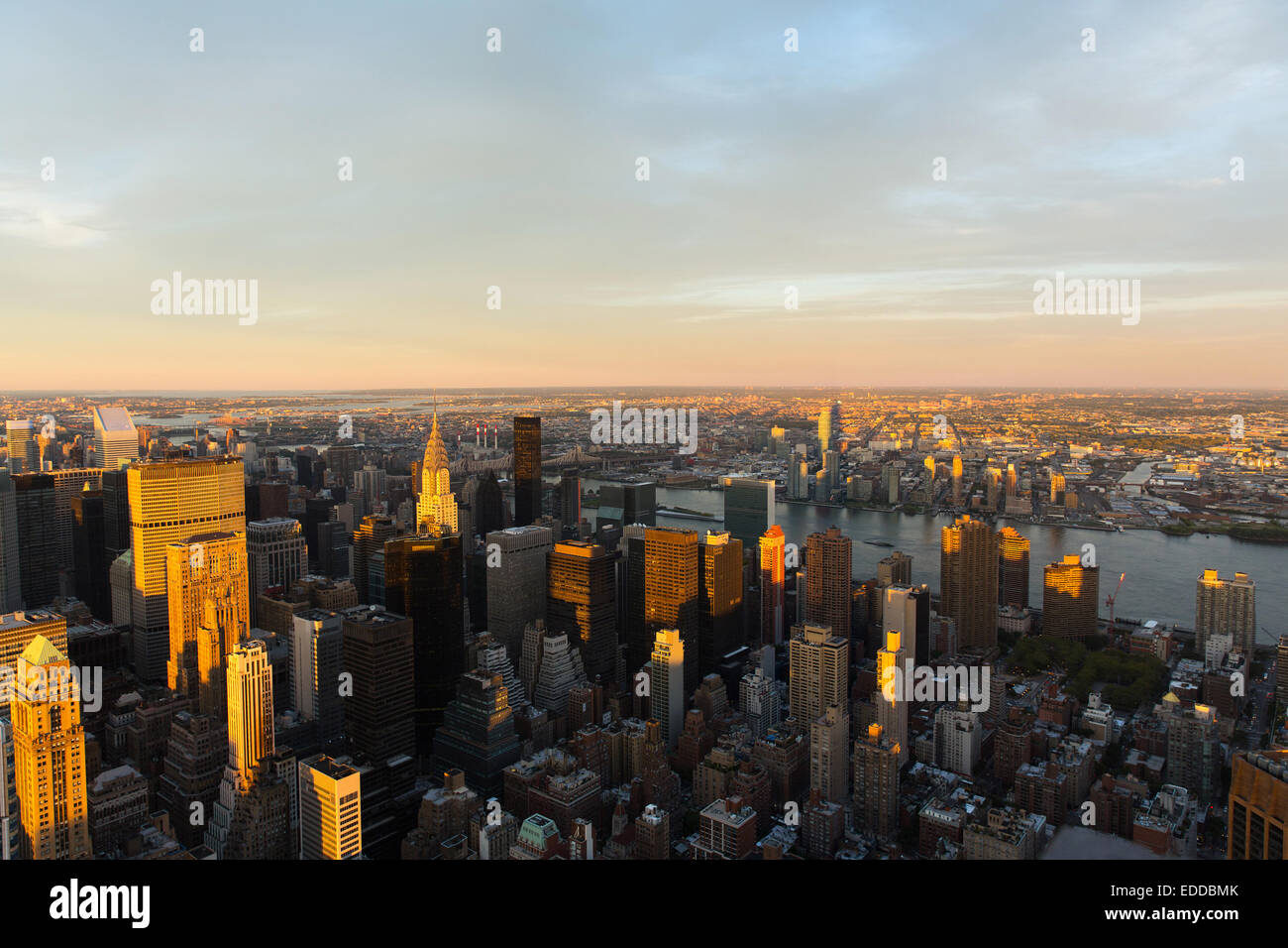 Manhattan midtown skyline sunset, New York city Stock Photo