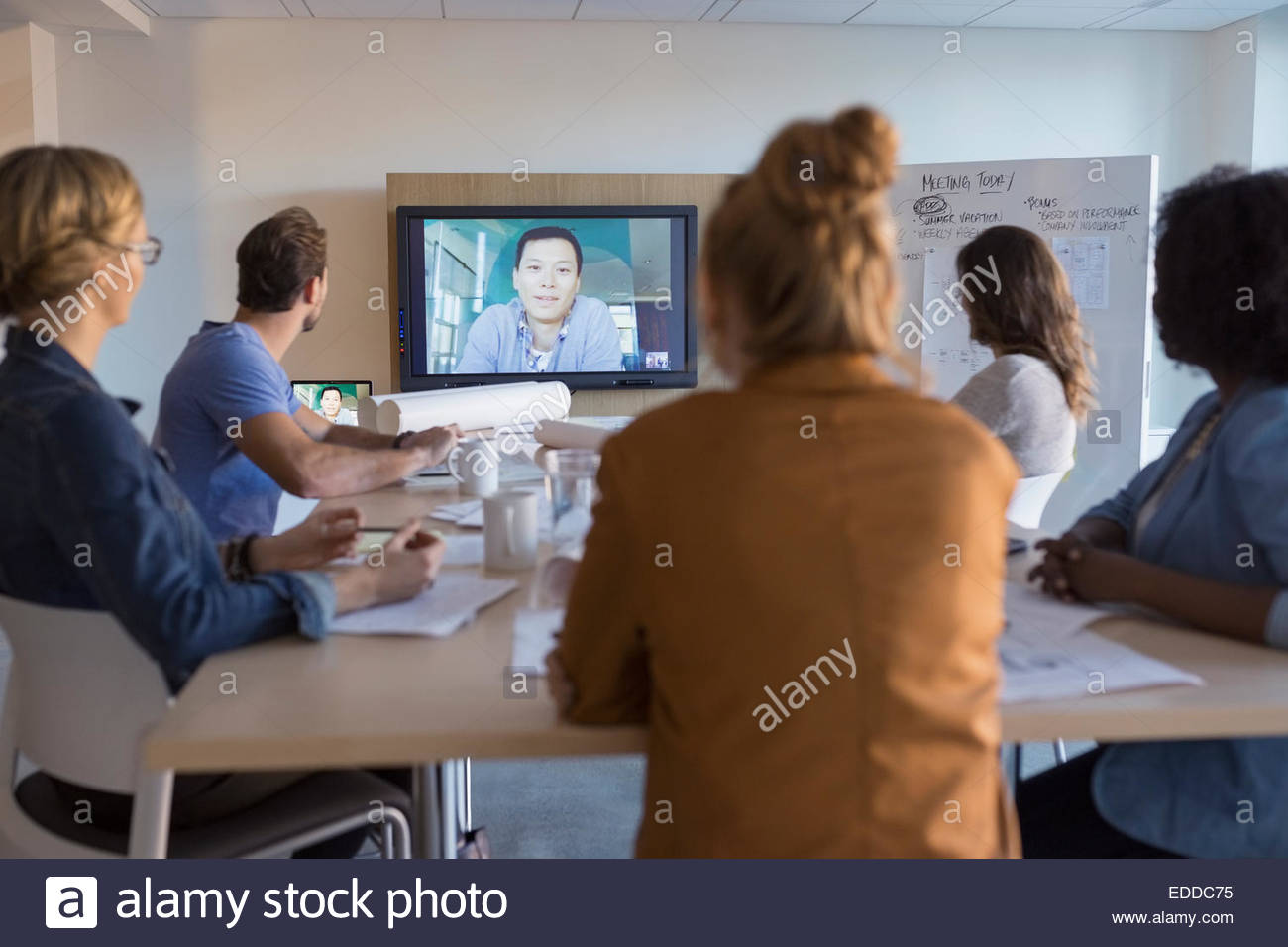 Business people in video conference meeting Stock Photo Alamy