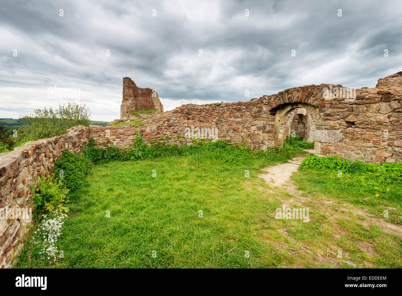 The ruins of Lichnice Castle or Lichtenburk Castle, Iron Mountain, Třemošnice, Pardubice Region, Czech Republic Stock Photo
