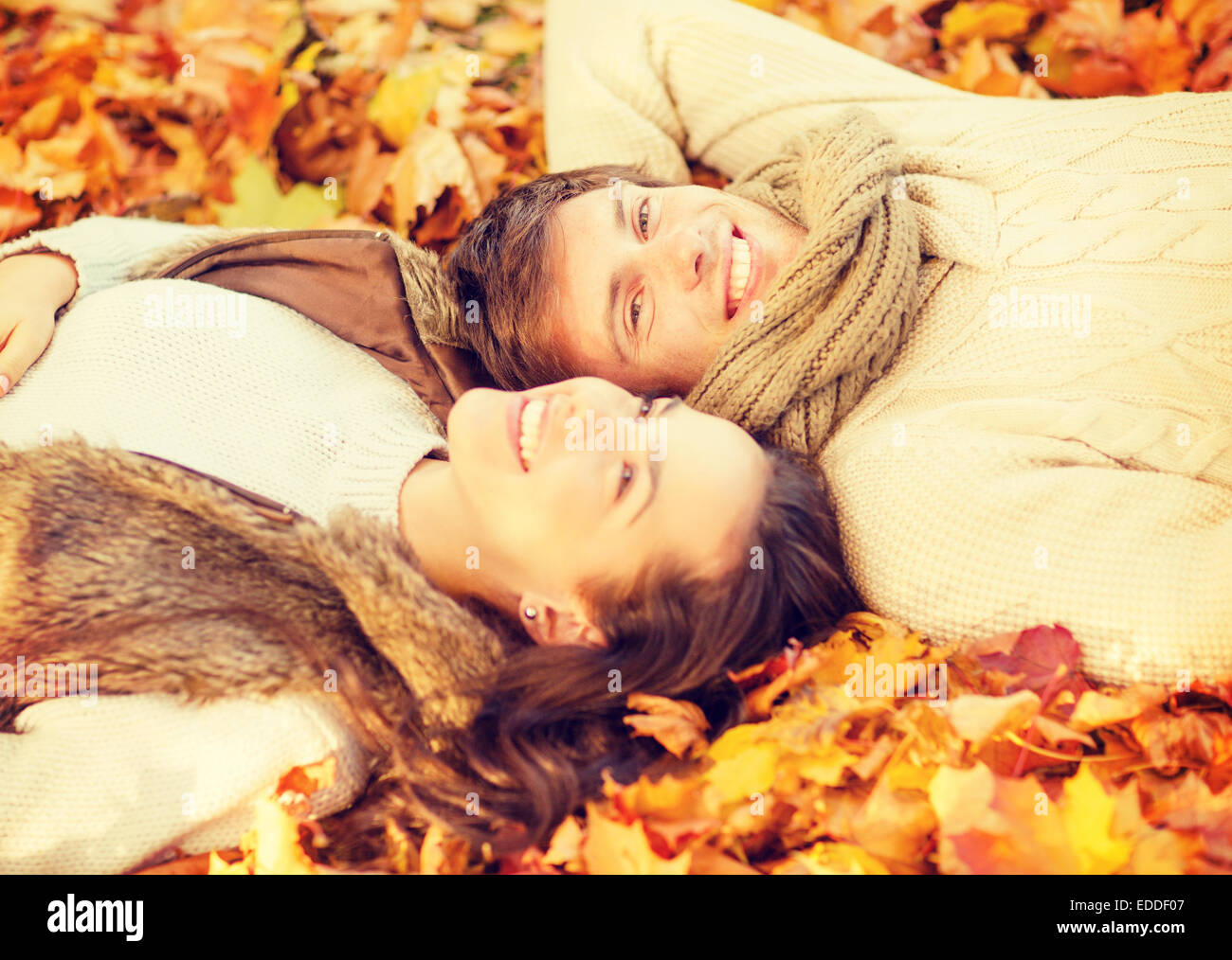 romantic couple in the autumn park Stock Photo - Alamy