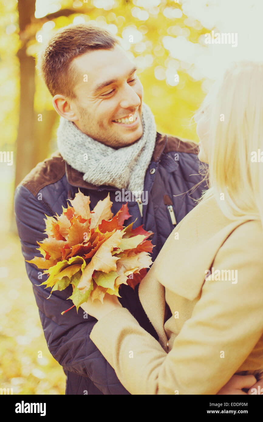 romantic couple in the autumn park Stock Photo - Alamy