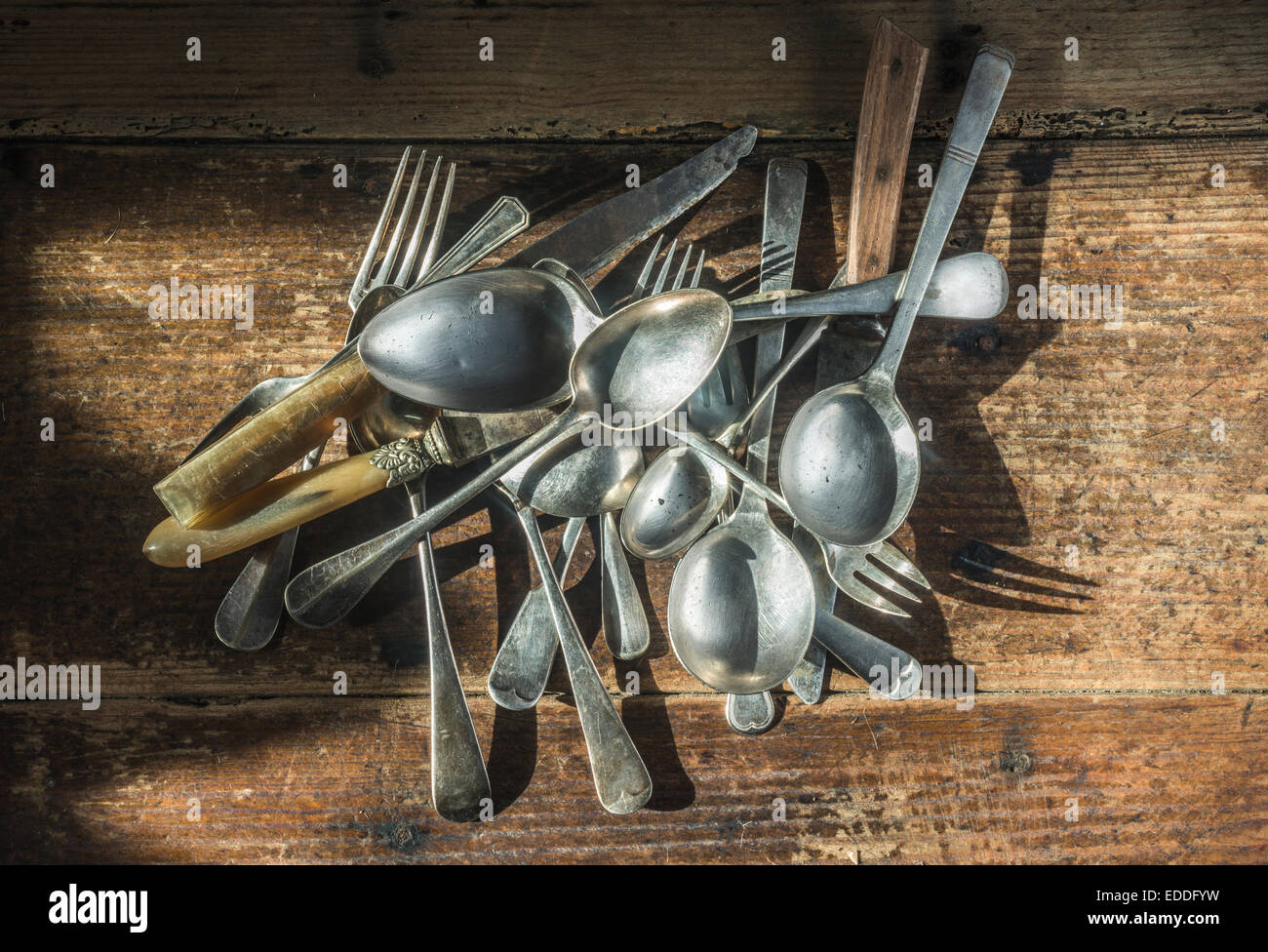 Old forks and spoons Stock Photo Alamy