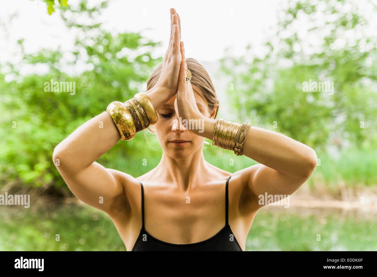 Woman in yoga position Stock Photo Alamy