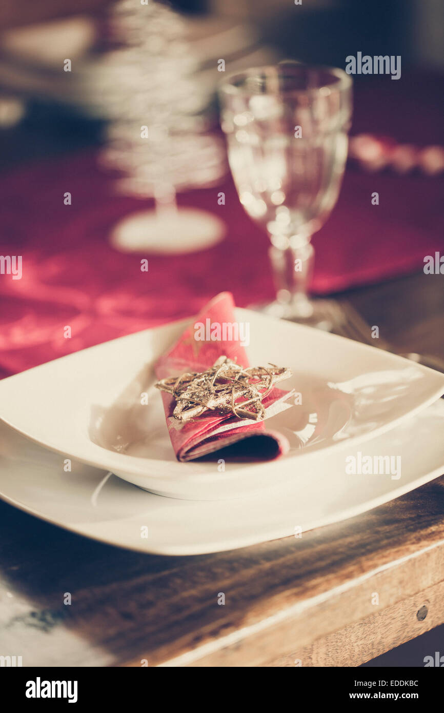 Christmas place setting Stock Photo