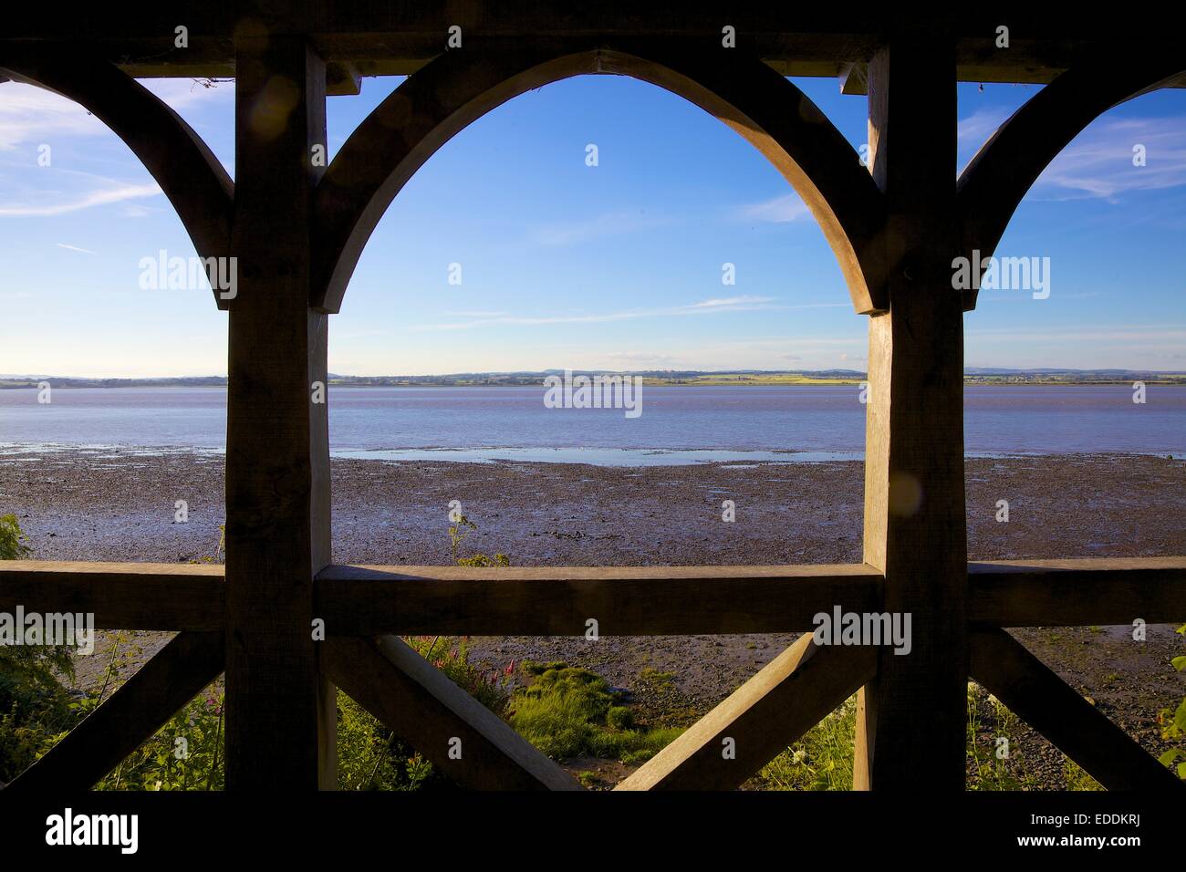 View from Summerhouse at theTerminus of Hadrian's Wall, Bowness-on-Solway Cumbria England UK. Stock Photo