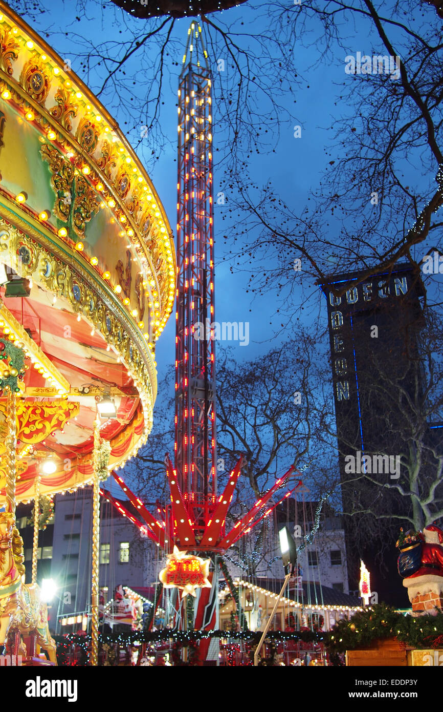 Christmas Funfair at Leicester Square in London Stock Photo