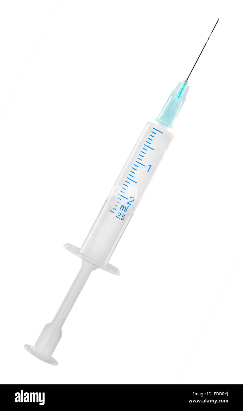 Syringe with medicine on a white background. Clipping Path Stock Photo