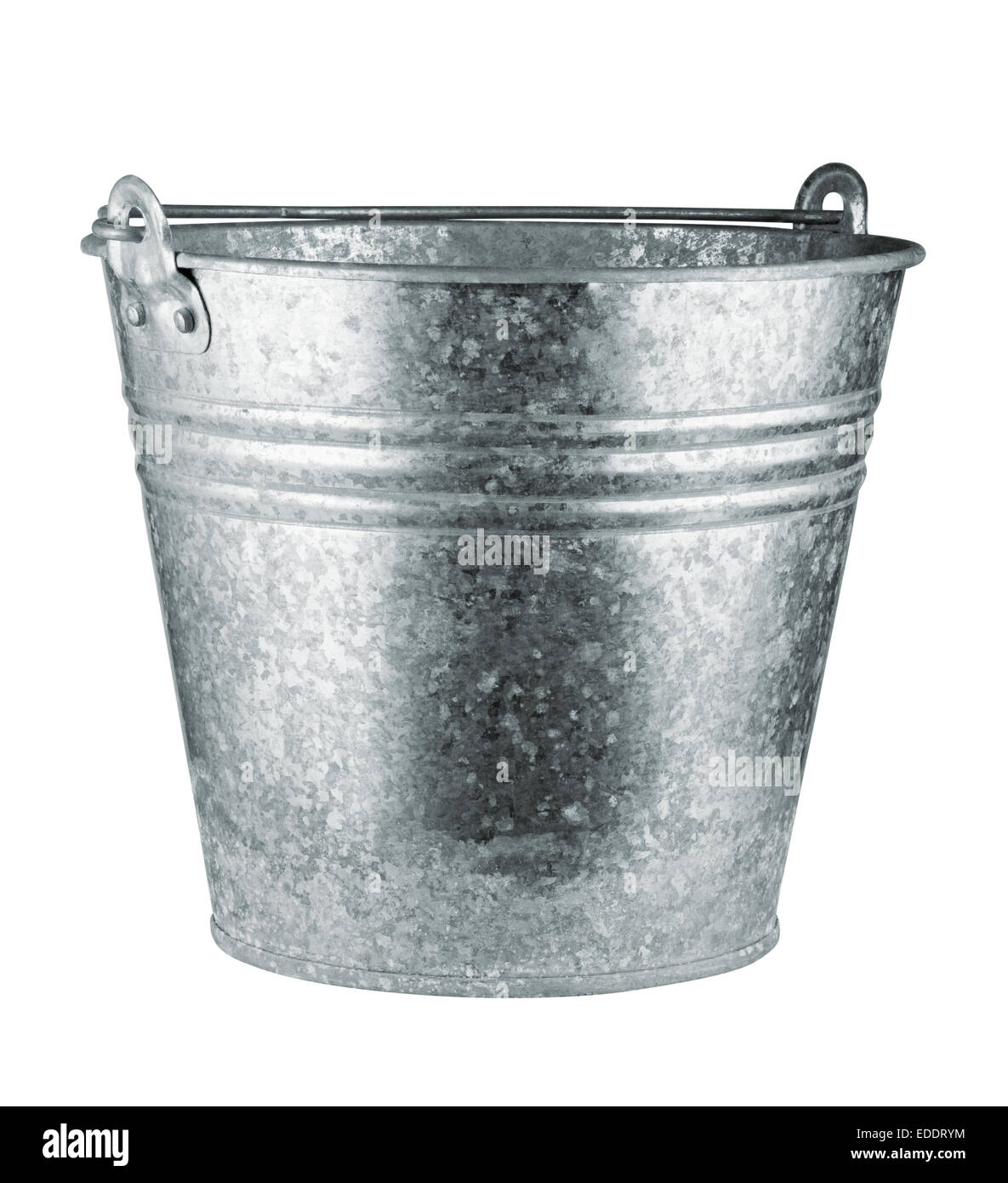 Metallic bucket isolated on white background. Clipping Path Stock Photo