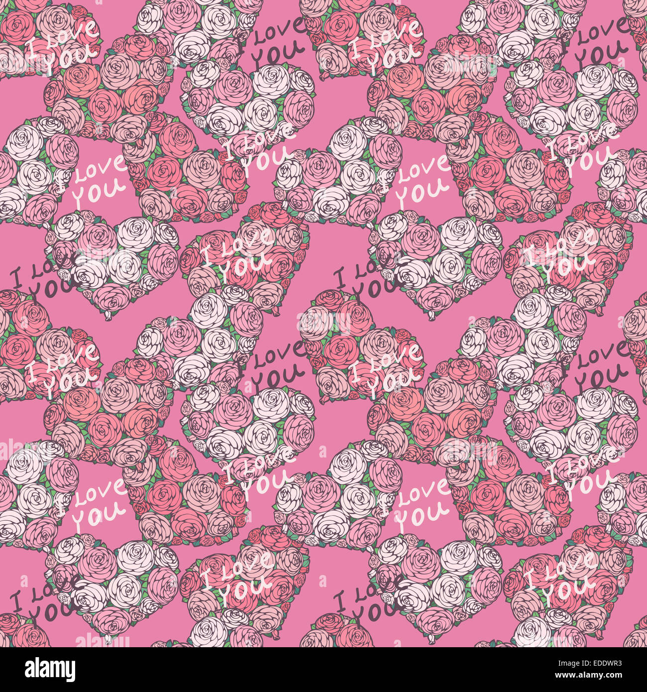 seamless pattern with hearts made of red rose Stock Photo - Alamy