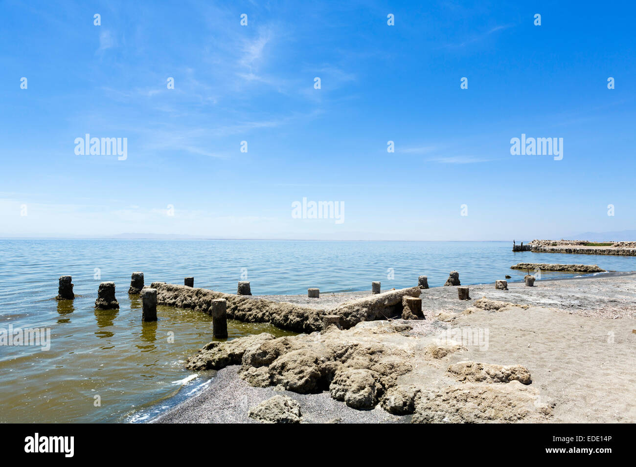 The Salton Sea at Bombay Beach, Imperial County, California, USA Stock Photo