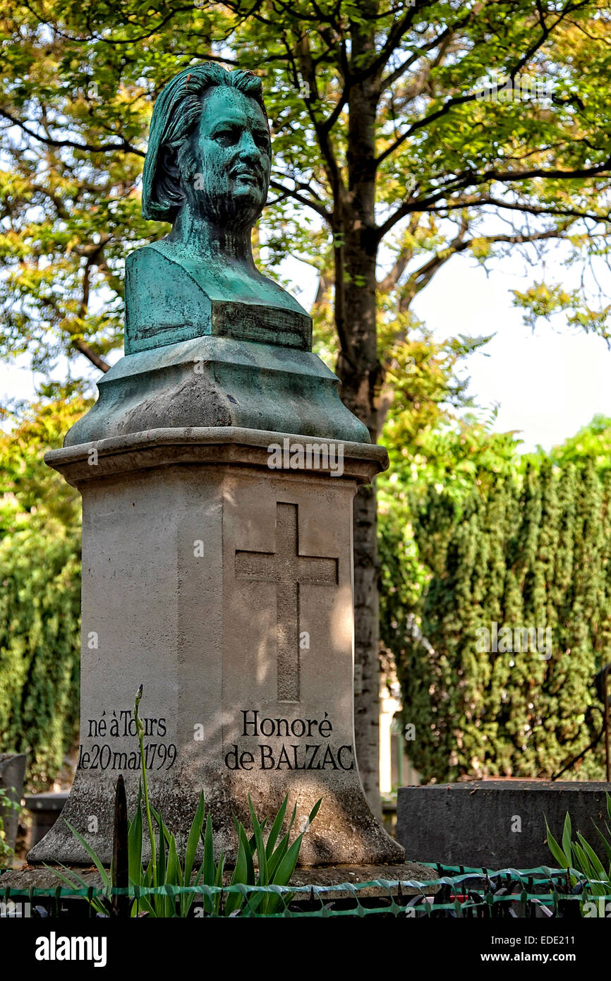 Honore de Balzac, monument in the cemetery Pere Lachaise, Paris Stock Photo