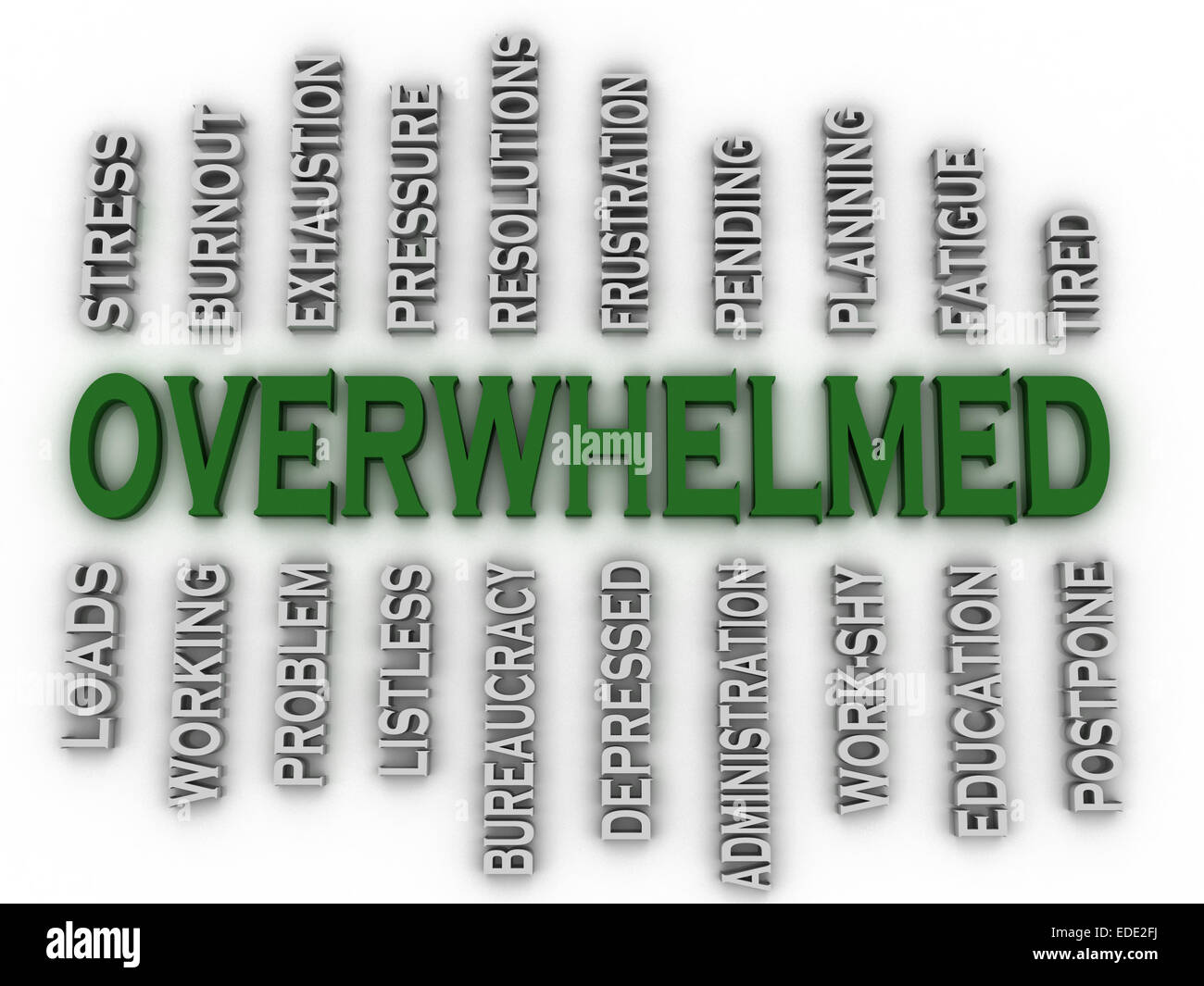3d imagen Overwhelmed  issues concept word cloud background Stock Photo