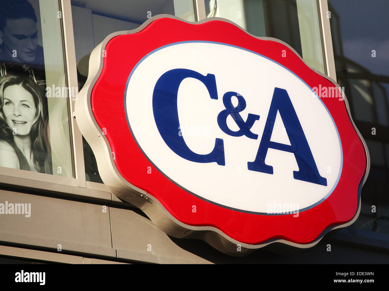 The C&A logo on a sign at a departement store in Berlin, Germany ...