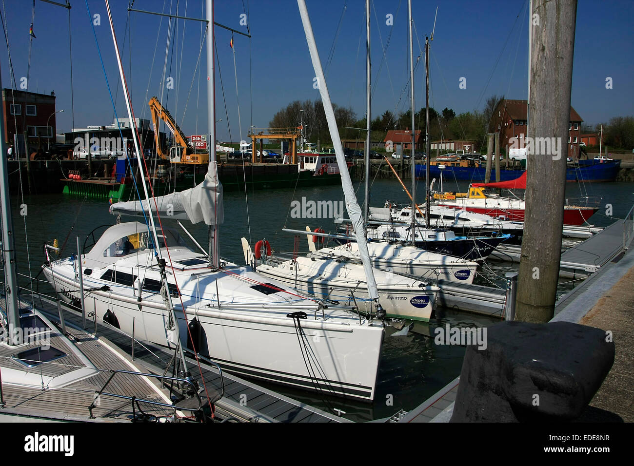 Marina of Wyk. Wyk is a town on Foehr island in the district of North Friesland, in Schleswig-Holstein. Photo: Klaus Nowottnick Date: April 20, 2014 Stock Photo
