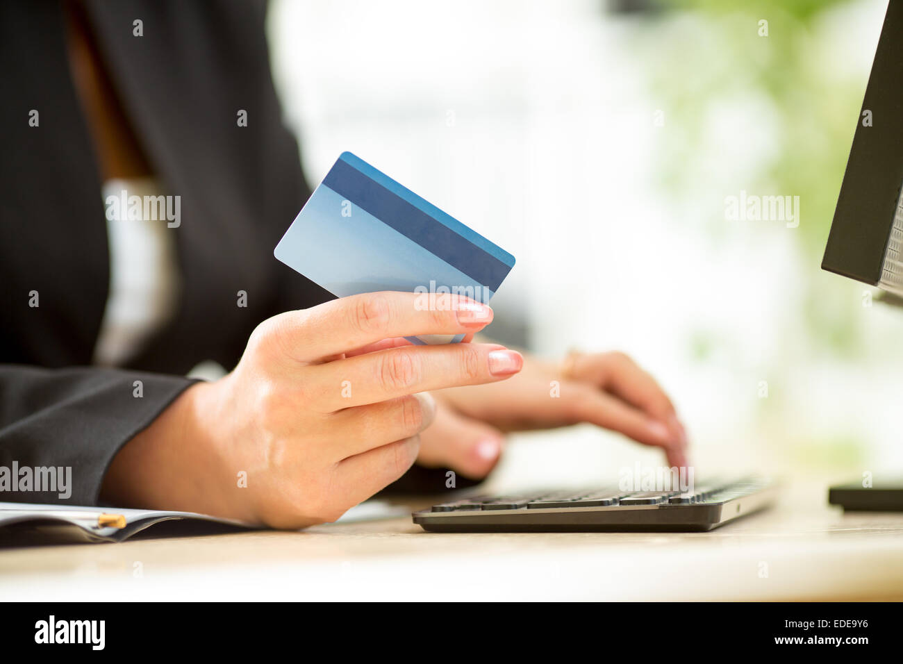 Business woman hands with credit card Stock Photo