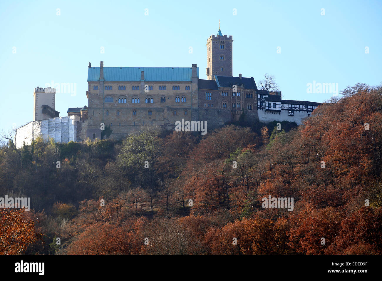 The Wartburg is a castle near Eisenach. It was founded in 1067 by Louis the Springer and belongs since 1999 as a World Heritage Site. Photo: Klaus Nowottnick Date: November 06, 2011 Stock Photo