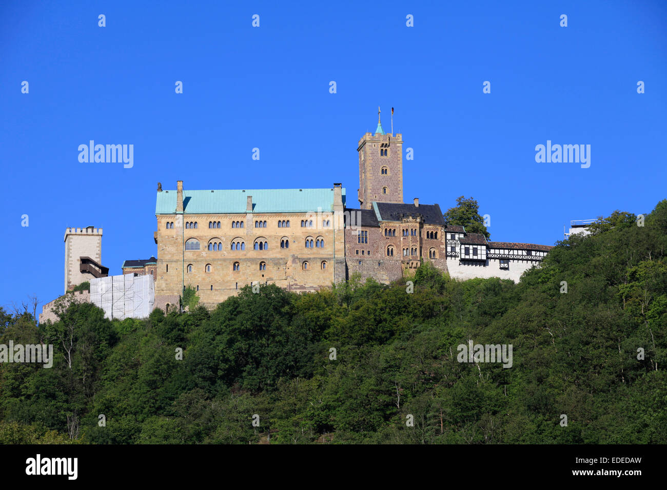 The Wartburg is a castle near Eisenach. It was founded in 1067 by Louis the Springer and belongs since 1999 as a World Heritage Site. Photo: Klaus Nowottnick Date: September 07, 2012 Stock Photo