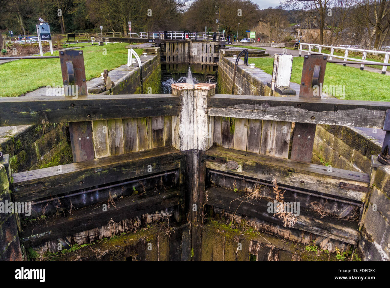 Hirst Lock, Leeds Liverpool Canal, Saltaire, West Yorkshire, UK. Stock Photo